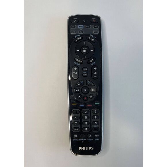 Philips‎ Black Handheld Wireless Universal Remote Control TV DVD DVR CBL SAT HD - Picture 1 of 2